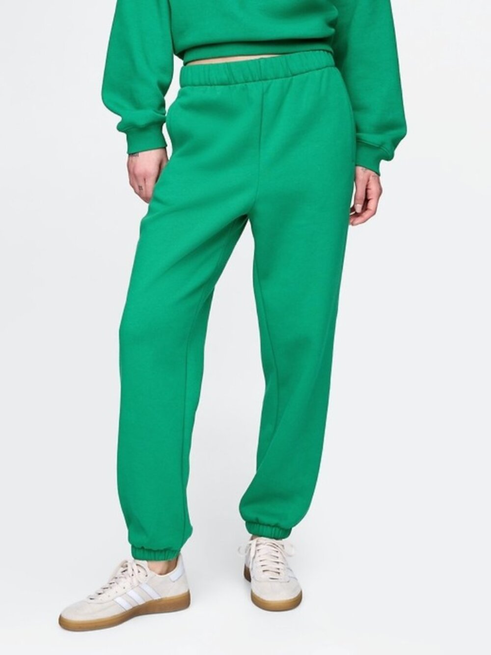 Gap Womens Simple Green Fleece Joggers Size Large